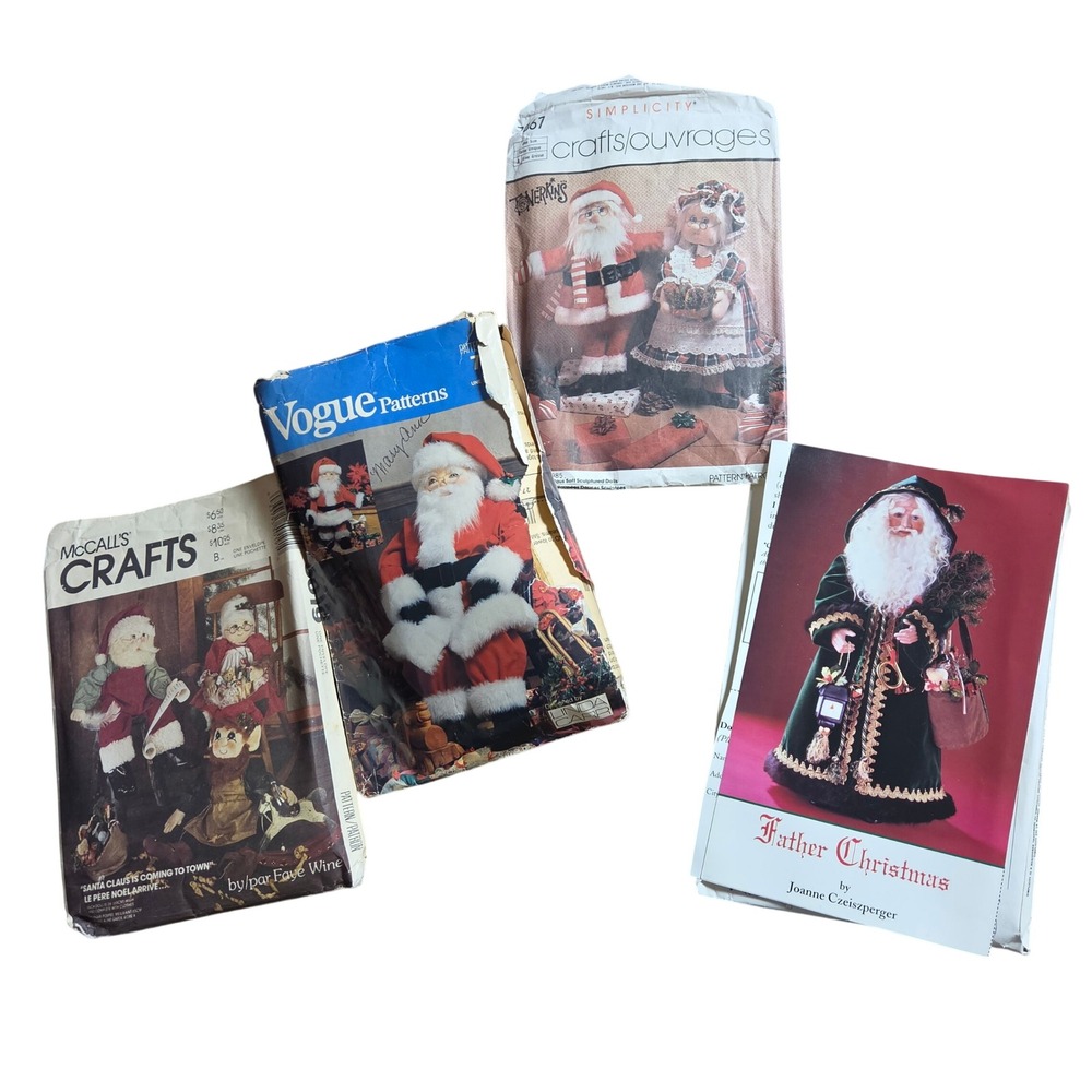 Vintage Lot Santa Claus Sewing Patterns McCalls Vogue Simplicity Holiday Dolls